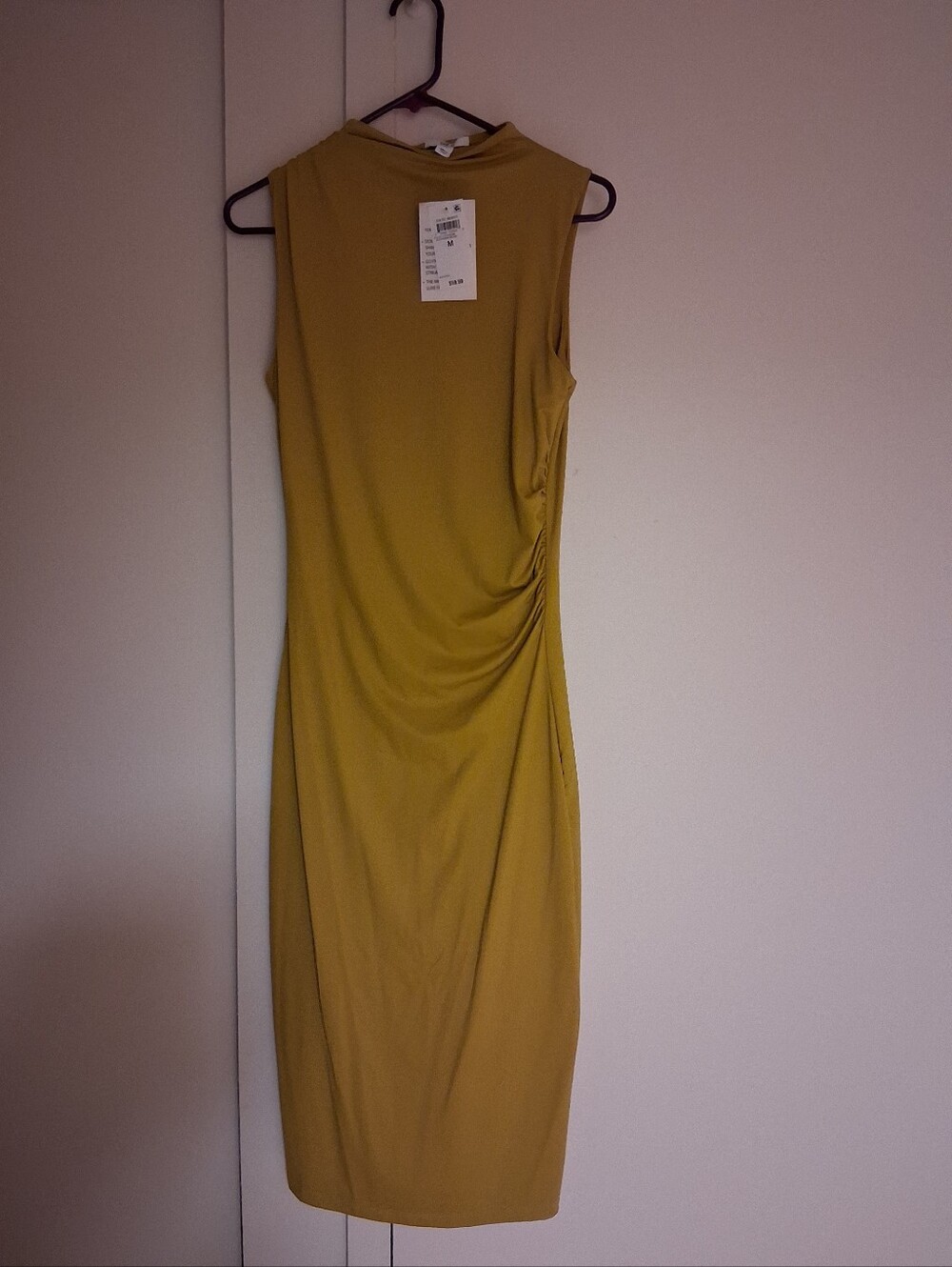 Bar III Sleeveless Ruched Midi Dress in Mustard